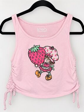 Strawberry Shortcake Pink Girls Graphic Tank with Side Ruching